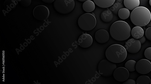 Intellectual Black Background: Abstract Dark Circles with Subtle Depth