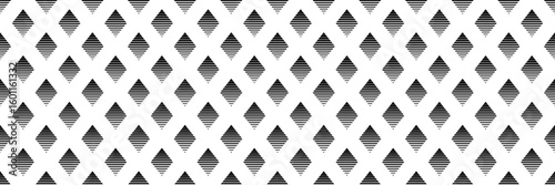 horizontal seamless faded black diamond shape pattern on white for design and background.