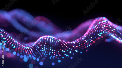 Futuristic Fluorescent Digital Background with Numeric Tokens