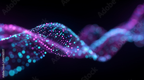 Futuristic digital background with vibrant color wave and numeric tokens