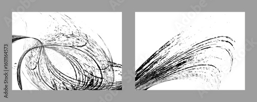 Strokes of black paint on a white background. Set of two templates. Graffiti element. Design template for the design of banners, posters, booklets, covers. EPS