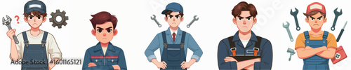 mechanical character vector showing angry expression
