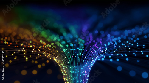 Multicolored data flow visualization with branching lines
