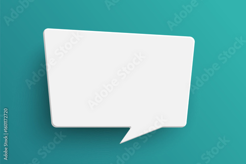 White rectangle speech bubble on green background