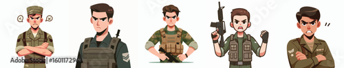soldier character vector showing angry expression