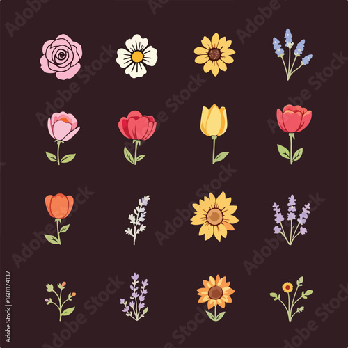 Charming collection of hand-drawn flowers brings natural beauty to any project