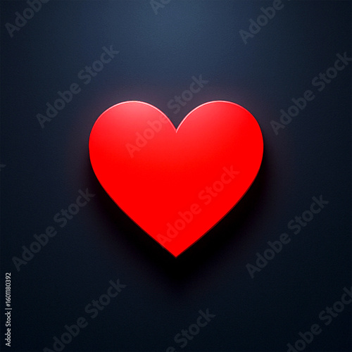 Red heart on black background symbolizing love and romance
