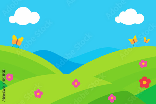 summer landscape with rainbow