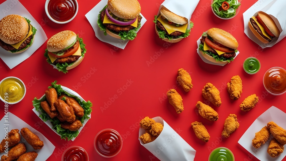 Fototapeta premium Savor the Flavor – Fast Food, Perfectly Plated 