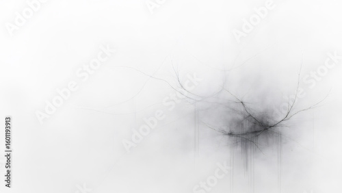 Abstract Black Ink Splatter on White Background: Creative Illustration, Artistic Texture