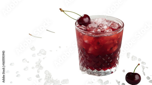 Wallpaper Mural Refreshing red cocktail with cherry garnish and ice cubes isolated on transparent background Torontodigital.ca