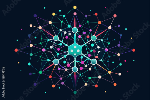 Crystal Neuron Lattice Forming Across a Black Background