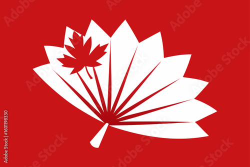 Paper Fan Ripple Over Red Maple Leaves