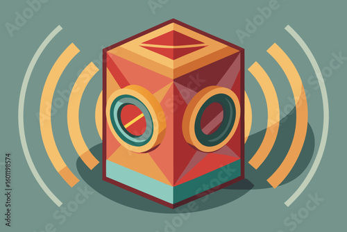 geometric speaker emitting sound waves clip art preview