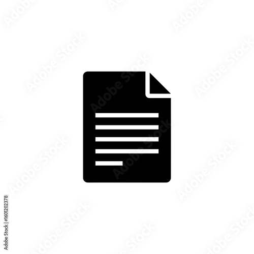 Minimalist black document icon with text lines  