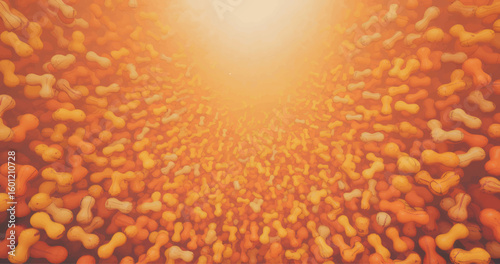 Abstract perspective of a repeating organic pattern in warm orange and yellow hues