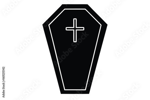 coffin with cross vector icon