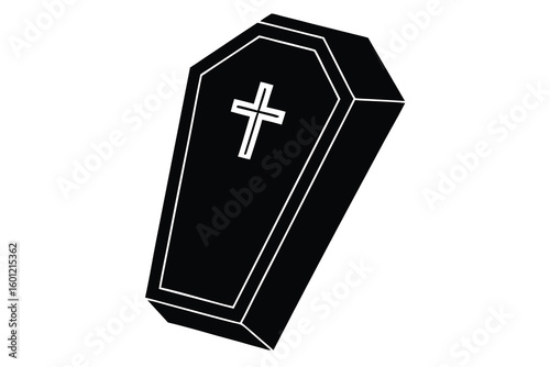 coffin with cross vector icon