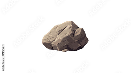Stone rock icon in minimal cartoon 3D style, nature element. Isolated on transparent background 