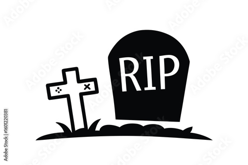 grave with rip vector icon