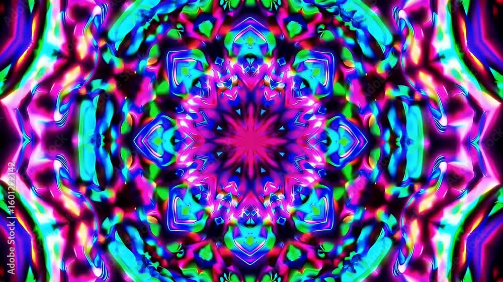 surreal trippy 4K vertical animation swirling kaleidoscopic unicorn themed neon design video perfect DJ visuals abstract loops psychedelic VJ backgrounds magical mirrored retro