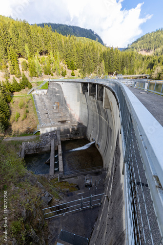 Electricity power plant and massive dam structure in Murau, Styria. Sperre Paal, Bodendorf.