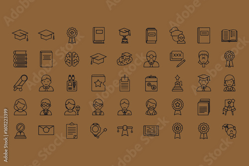 Collection of ancient egyptian hieroglyphs and symbols on a textured brown background