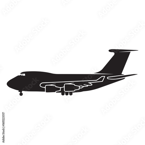 Cargo airplane silhouette flat vector icon