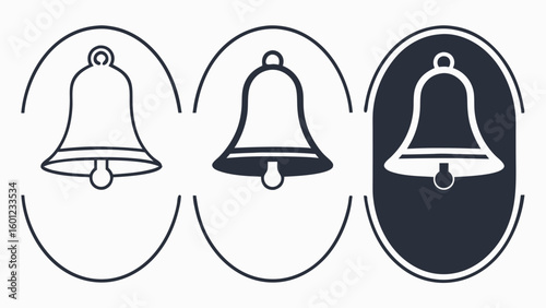 Three bells in oval shapes showing progression of detail
