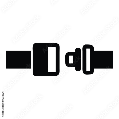Unbuckled Seatbelt Vector Illustration Safety Icon Black and White