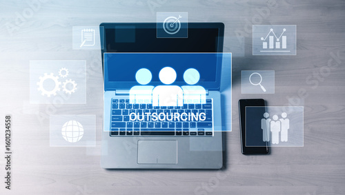 Wallpaper Mural Outsourcing concept showing collaboration, delegation, global workforce, productivity, and task management through remote teams and external service providers Vouch Torontodigital.ca