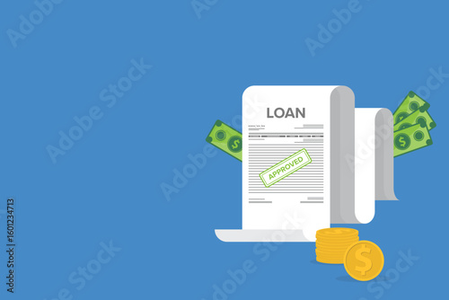 Finance management. Loan agreement. Mortgage money credit. Loan disbursement, quick loan service, easy credit.