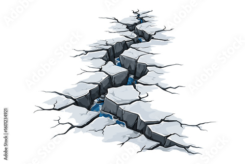 Cracked Ground with Water Illustration for Backgrounds and Graphics