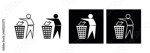 Set of black International Tidyman logo icon sign isolated on white background. Vector illustration