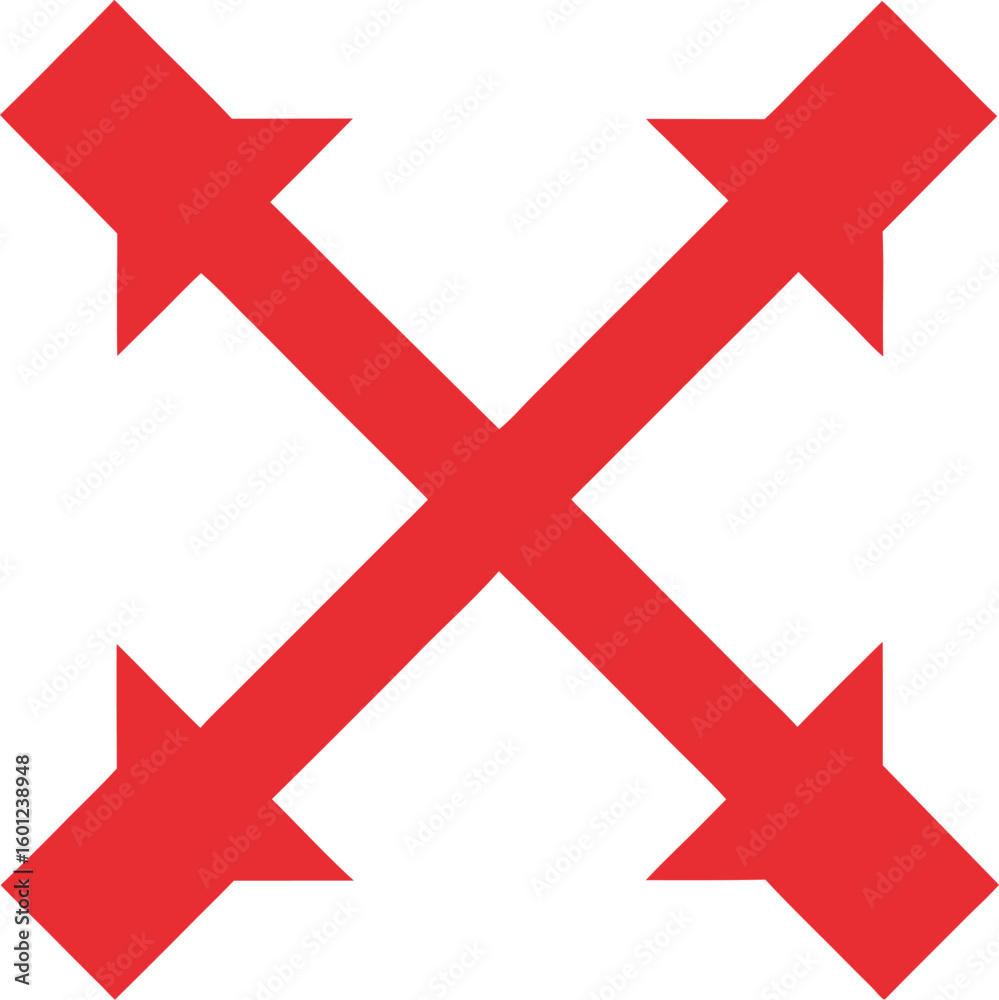 Obraz premium White diagonal arrows icon for expansion and movement