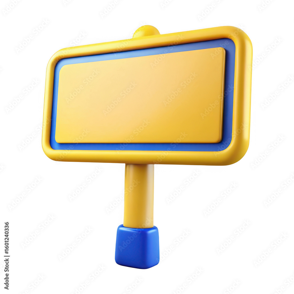 Fototapeta premium 3d yellow sign isolated on transparent background