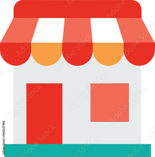 Miniature storefront shop with awning icon