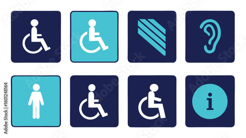 Collection of accessible and information symbols for public spaces