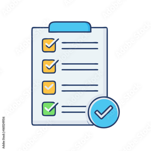 Clipboard checklist illustration with checkmarks, representing a completed task or todo list