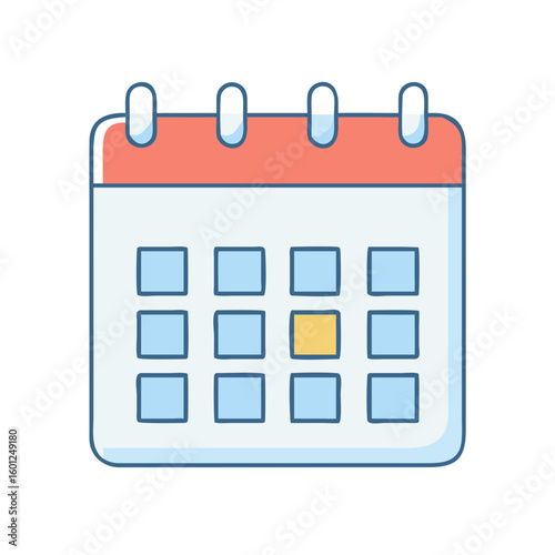 Calendar icon illustration showing a reminder or a marked day of importance