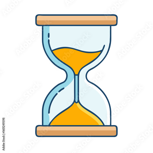 Stylized hourglass illustration showing the passage of time with granular substance