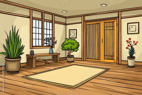 Elegant Japanese Interior Design with Natural Elements and Minimalist Decor
