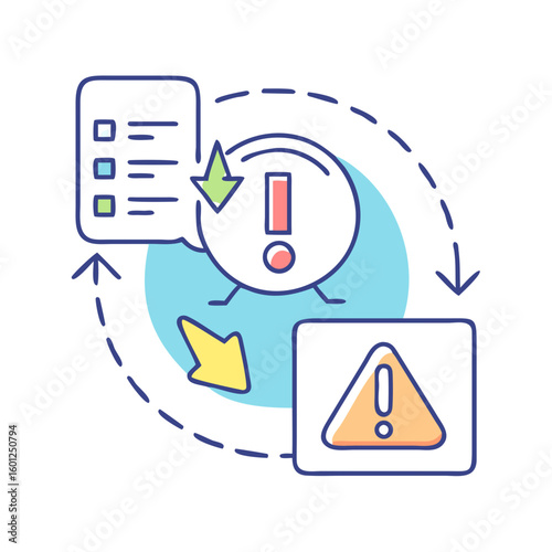 Notification and Warning Cycle with Green, Yellow, and Orange Elements