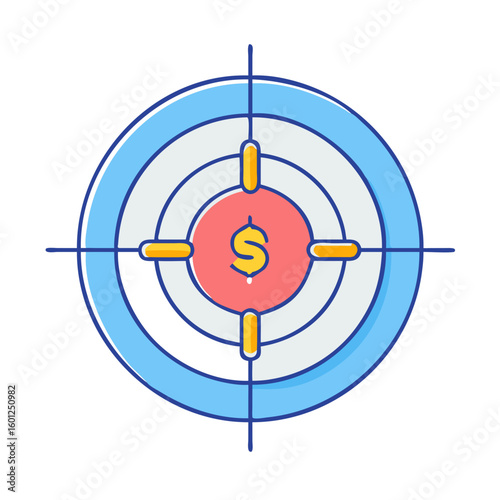 Financial Target with Dollar Sign in Bullseye Center for Investment Success