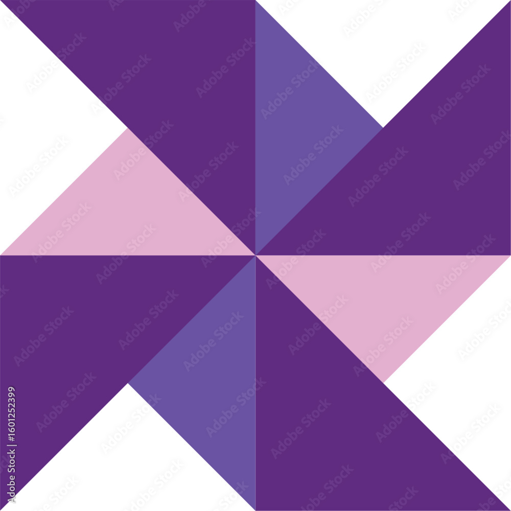 Fototapeta premium Windmill design created from purple and pink triangles