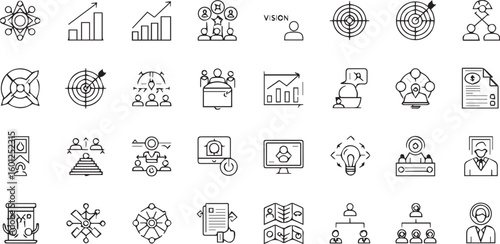 Editable Minimal Line Icons: Scalable Business, Planning, Innovation