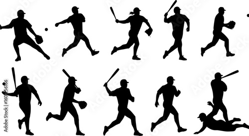 vector silhouette of baseball player on white background .Generative AI
