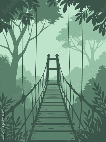 hard wooden bridge in the forest vecter