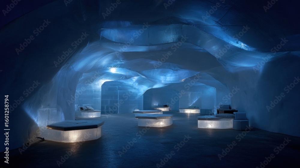 Obraz premium Ice cave interior, glowing