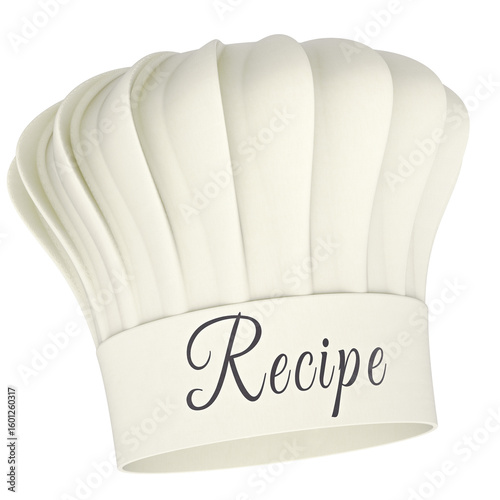 Chef hat with recipe lettering. 3D rendering